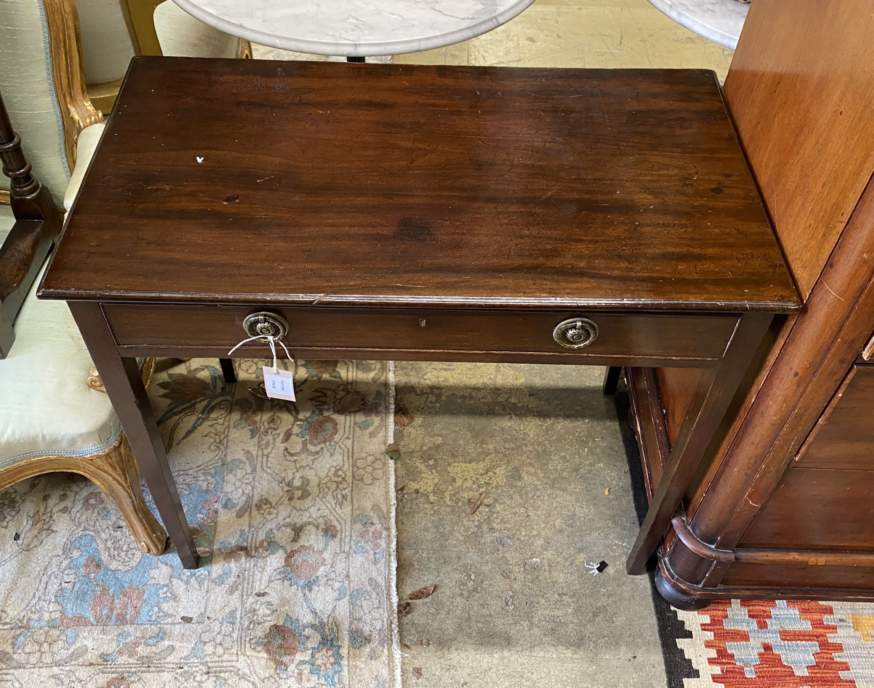 A George III mahogany side table, width 80cm, depth 44cm, height 72cm